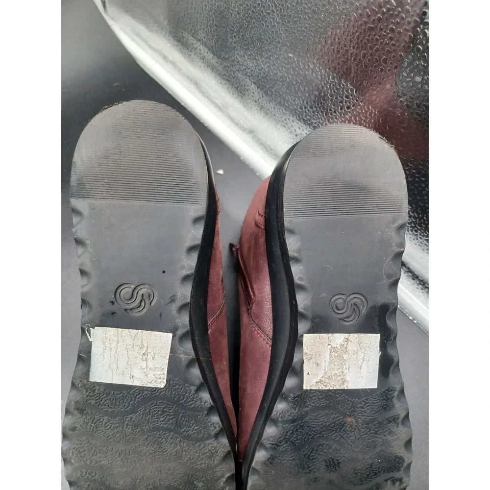 Clarks Cloudsteppers‎ Sillian Tino Burgundy Plum Ankle Boots Womens 8.5 M